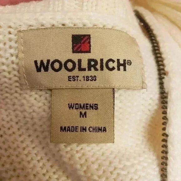 𝅺Woolrich Women's Cream Ramie/Cotton Full Zip Cardigan Sweater - Picture 3 of 11